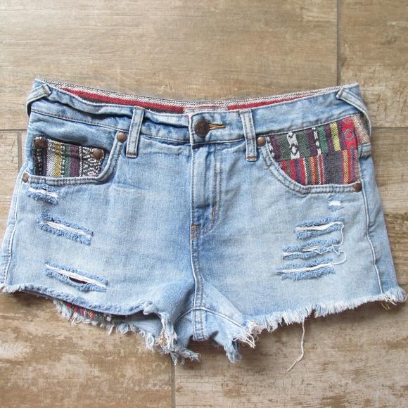 Free People Pants - Free People Shorts Denim Jeans Aztec Boho Ripped